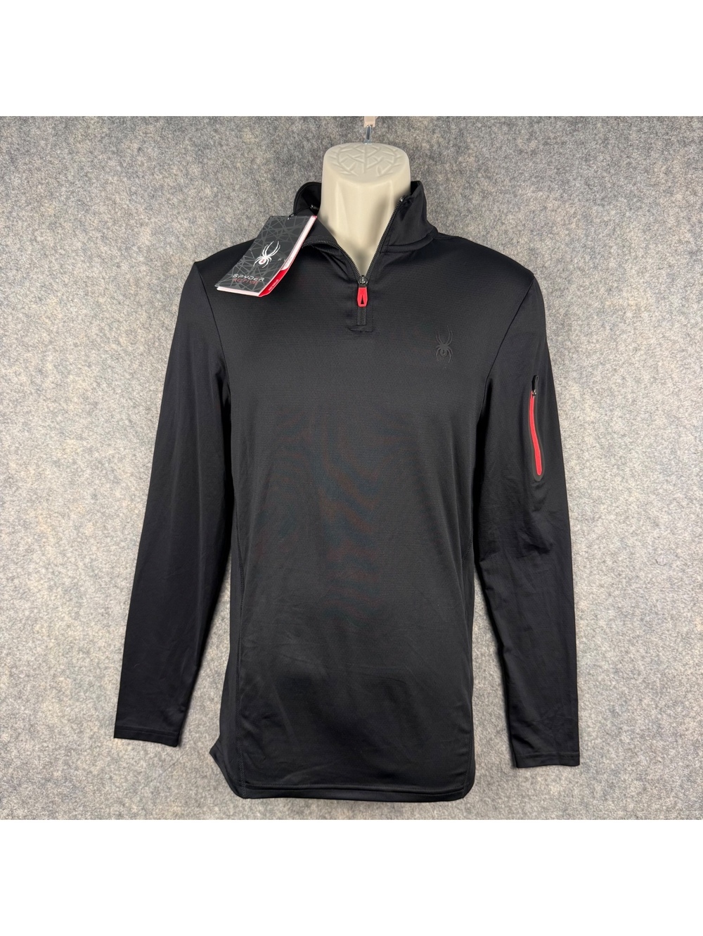 Spyder Active ProWeb 1/4 Zip Pullover SPM103RA Black Red Men Small NWT 930